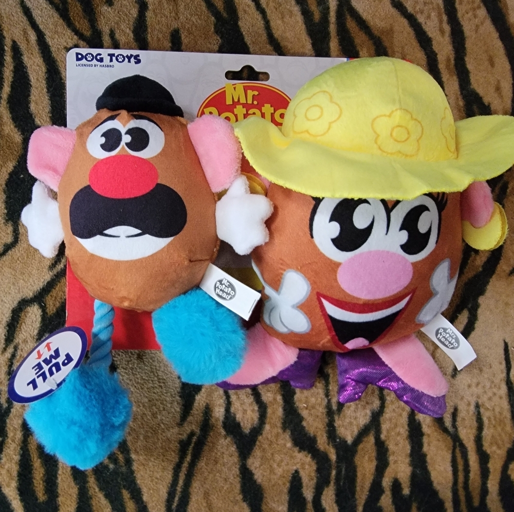 Mr. Potato Head Dog Toy and Mrs. 2 Pack Set Hasbro W Squeak Crinkle Ea.